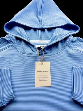 Peter Millar Crown Sport Pine Performance Stretch Stripe Golf Hoodie Pullover XL